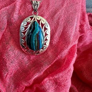 Sterling Silver Turquoise Pendant and SS Chain